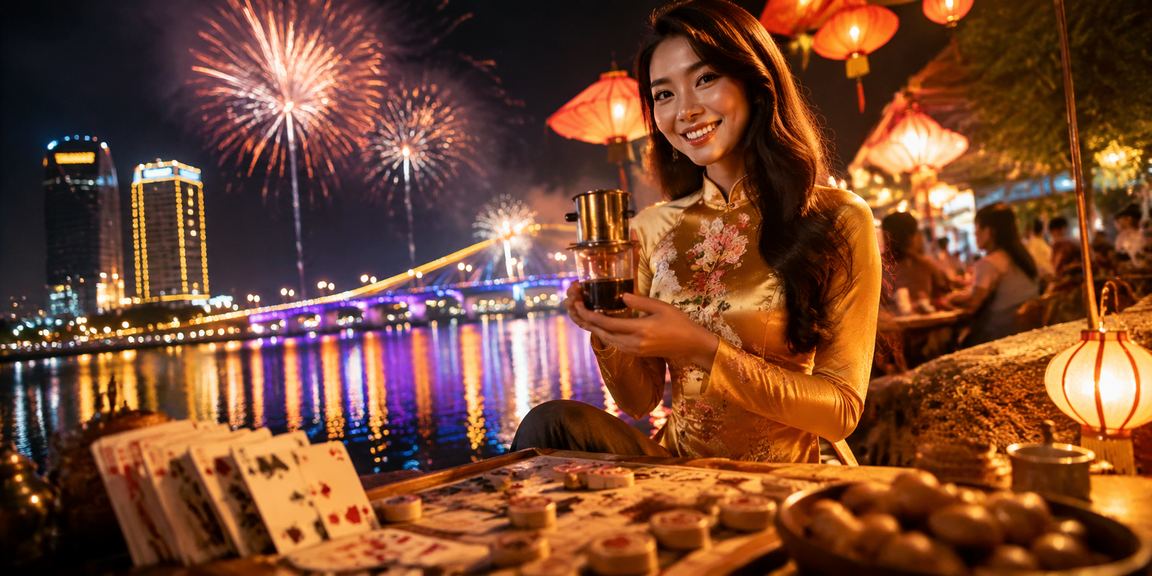 Người chơi bài trực tuyến thư giãn với cà phê tại Huế Việt Nam